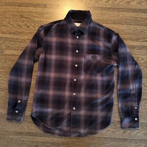 Rag & Bone Shirt Mens Black Gray Plaid Flannel Long Sleeve Button - USA - Medium